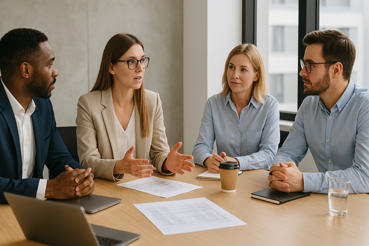 Business professionals in a discussion